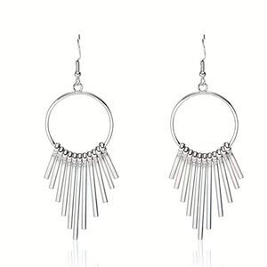 NWT CIRCULAR EARRINGS WITH METALLIC TASSELS